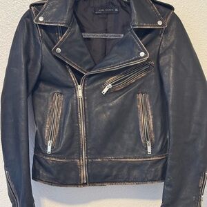Zara Black Pleather Jacket with Asymmetrical Zipper